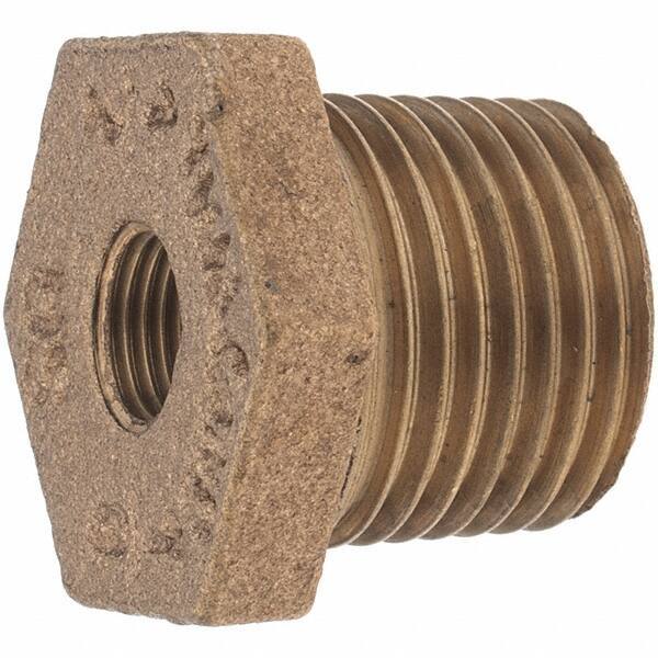 Merit Brass - Class 125, 1/2 x 1/8" Internal Pipe, Brass Hex Bushing - MBSPT x FBSPT - Eagle Tool & Supply