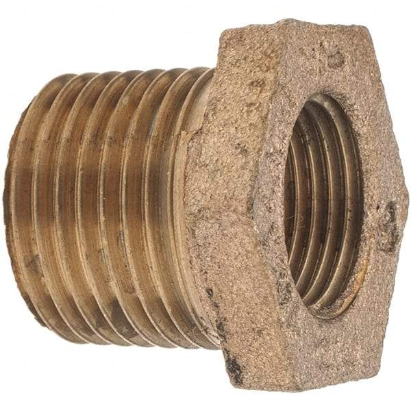 Merit Brass - Class 125, 1/2 x 3/8" Internal Pipe, Brass Hex Bushing - MBSPT x FBSPT - Eagle Tool & Supply