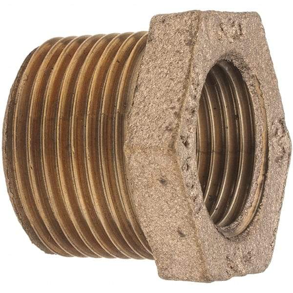Merit Brass - Class 125, 3/4 x 1/2" Internal Pipe, Brass Hex Bushing - MBSPT x FBSPT - Eagle Tool & Supply