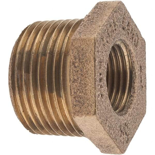Merit Brass - Class 125, 1 x 1/2" Internal Pipe, Brass Hex Bushing - MBSPT x FBSPT - Eagle Tool & Supply