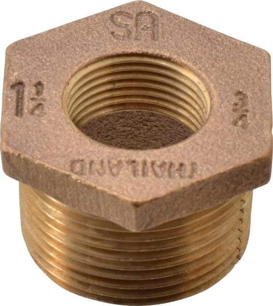 Merit Brass - Class 125, 1-1/4 x 3/4" Internal Pipe, Brass Hex Bushing - MBSPT x FBSPT - Eagle Tool & Supply