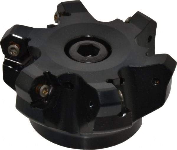 Kennametal - 3" Cut Diam, 1" Arbor Hole, 4.51mm Max Depth of Cut, 45° Indexable Chamfer & Angle Face Mill - 6 Inserts, HNGJ 535-GD Insert, Right Hand Cut, 6 Flutes, Through Coolant, Series KSHR - Eagle Tool & Supply