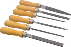 Nicholson - 6 Piece American Pattern File Set - 4" Long, Bastard Coarseness, Set Includes Half Round, Hand, Round, Slim Taper, Square, Warding - Eagle Tool & Supply