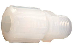 Parker - 3/8" Tube OD, PFA PTFE Plastic Compression Tube Male Straight Adapter - 1/4 NPT Pipe, 300°F Max, Plastic Grip - Eagle Tool & Supply