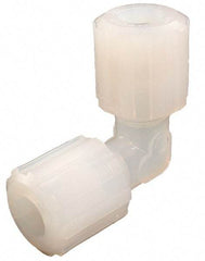 Parker - 3/8" Tube OD, PFA PTFE Plastic Compression Tube Union Elbow - 300°F Max, Plastic Grip - Eagle Tool & Supply