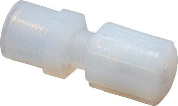 Parker - 1/4" Tube OD, PFA PTFE Plastic Compression Tube Female Straight Adapter - 1/4 NPT Pipe, 300°F Max, Plastic Grip - Eagle Tool & Supply