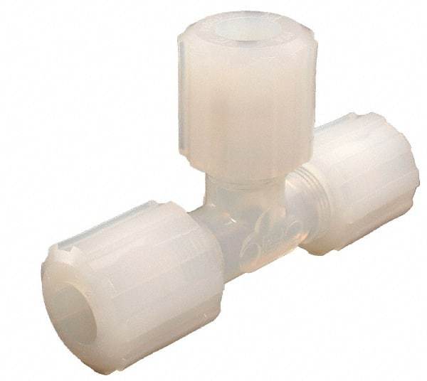 Parker - 3/8" Tube OD, PFA PTFE Plastic Compression Tube Union Tee - 300°F Max, Plastic Grip - Eagle Tool & Supply