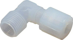 Parker - 3/8" Tube OD, PFA PTFE Plastic Compression Tube Male Adapter Elbow - 1/2 NPT Pipe, 325°F Max, Plastic Grip - Eagle Tool & Supply
