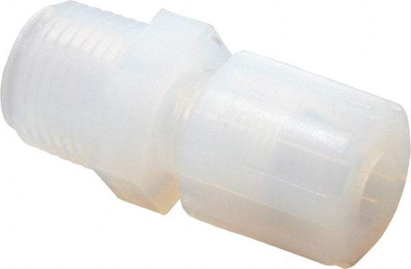 Parker - 3/8" Tube OD, PFA PTFE Plastic Compression Tube Male Straight Adapter - 1/2 NPT Pipe, 300°F Max, Plastic Grip - Eagle Tool & Supply