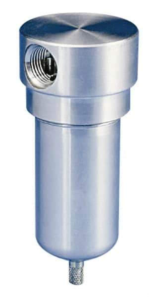 Parker - 1/2" Port, 5.56" High x 2.38" Wide, FRL Filter with Stainless Steel Bowl & Manual Drain - 45 SCFM, 300 Max psi, 180°F Max, 4 oz Bowl Capacity - Eagle Tool & Supply