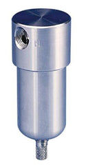Parker - 1/4" Port, 4" High x 1.56" Wide, FRL Filter with Stainless Steel Bowl & Manual Drain - 16 SCFM, 300 Max psi, 180°F Max, 1 oz Bowl Capacity - Eagle Tool & Supply