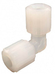 Parker - 1/8" Tube OD, PFA PTFE Plastic Compression Tube Union Elbow - 325°F Max, Plastic Grip - Eagle Tool & Supply