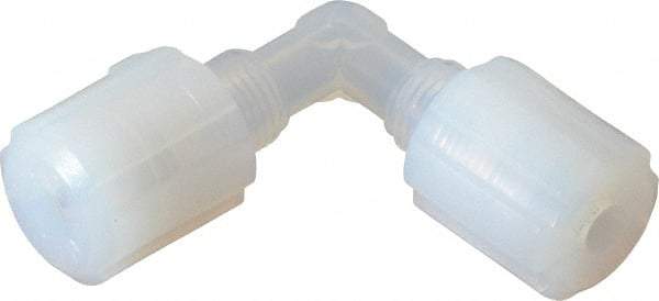 Parker - 1/4" Tube OD, PFA PTFE Plastic Compression Tube Union Elbow - 325°F Max, Plastic Grip - Eagle Tool & Supply