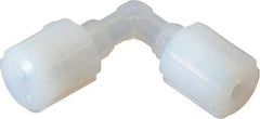 Parker - 1/4" Tube OD, PFA PTFE Plastic Compression Tube Union Elbow - 325°F Max, Plastic Grip - Eagle Tool & Supply