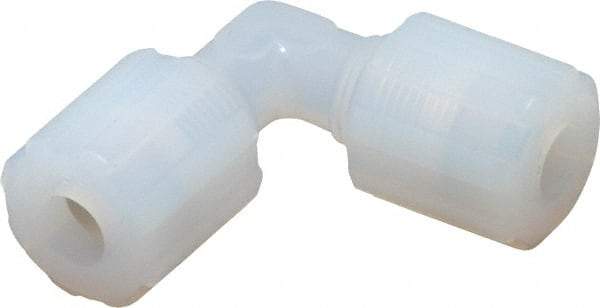 Parker - 3/8" Tube OD, PFA PTFE Plastic Compression Tube Union Elbow - 325°F Max, Plastic Grip - Eagle Tool & Supply