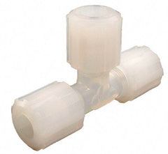 Parker - 3/8" Tube OD, PFA PTFE Plastic Compression Tube Union Tee - 325°F Max, Plastic Grip - Eagle Tool & Supply