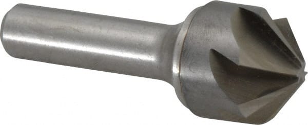 Made in USA - 1" Head Diam, 1/2" Shank Diam, 6 Flute 100° Solid Carbide Countersink - Eagle Tool & Supply
