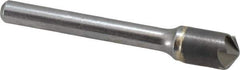 Made in USA - 3/8" Head Diam, 1/4" Shank Diam, 6 Flute 120° Solid Carbide Countersink - Bright Finish, 2-1/2" OAL, 0.062" Nose Diam, Single End, Straight Shank, Right Hand Cut - Eagle Tool & Supply