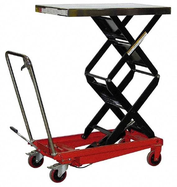 Vestil - 800 Lb Capacity Hydraulic Scissor Elevating Cart - 15-1/2" to 51-7/8" Lift Height, 35-1/2" Platform Length x 20" Platform Width - Eagle Tool & Supply