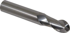 Accupro - 1" Diam, 2" LOC, 2 Flute Solid Carbide Ball End Mill - Uncoated, Single End, 6" OAL, 1" Shank Diam, Spiral Flute - Eagle Tool & Supply