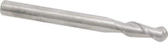 Accupro - 3/8" Diam, 1" LOC, 2 Flute Solid Carbide Ball End Mill - Uncoated, Single End, 4" OAL, 3/8" Shank Diam, Spiral Flute - Eagle Tool & Supply