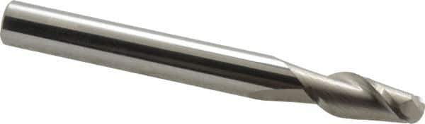 Accupro - 7/16" Diam, 1" LOC, 2 Flute Solid Carbide Ball End Mill - Uncoated, Single End, 4" OAL, 7/16" Shank Diam, Spiral Flute - Eagle Tool & Supply