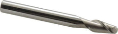 Accupro - 7/16" Diam, 1" LOC, 2 Flute Solid Carbide Ball End Mill - Uncoated, Single End, 4" OAL, 7/16" Shank Diam, Spiral Flute - Eagle Tool & Supply
