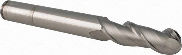 Accupro - 5/8" Diam, 2" LOC, 2 Flute Solid Carbide Ball End Mill - Uncoated, Single End, 6" OAL, 5/8" Shank Diam, Spiral Flute - Eagle Tool & Supply