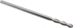 Accupro - 5/16" Diam, 1-1/2" LOC, 2 Flute Solid Carbide Ball End Mill - Uncoated, Single End, 6" OAL, 5/16" Shank Diam, Spiral Flute - Eagle Tool & Supply