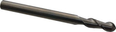 Accupro - 1/2" Diam, 1-1/2" LOC, 2 Flute Solid Carbide Ball End Mill - Uncoated, Single End, 6" OAL, 1/2" Shank Diam, Spiral Flute - Eagle Tool & Supply