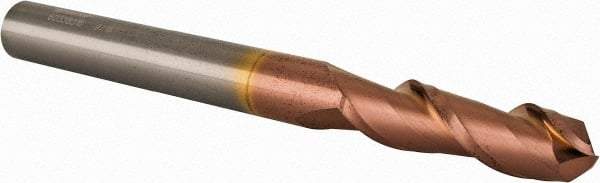 Accupro - 9/16" Diam, 2" LOC, 2 Flute Solid Carbide Ball End Mill - TiCN Finish, Single End, 6" OAL, 9/16" Shank Diam, Spiral Flute - Eagle Tool & Supply