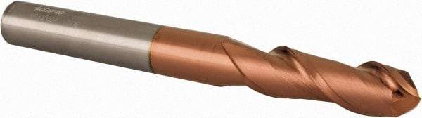 Accupro - 5/8" Diam, 2" LOC, 2 Flute Solid Carbide Ball End Mill - TiCN Finish, Single End, 6" OAL, 5/8" Shank Diam, Spiral Flute - Eagle Tool & Supply