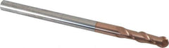 Accupro - 3/8" Diam, 1-1/2" LOC, 2 Flute Solid Carbide Ball End Mill - TiCN Finish, Single End, 6" OAL, 3/8" Shank Diam, Spiral Flute - Eagle Tool & Supply