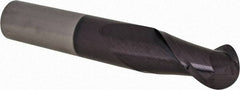 Accupro - 1" Diam, 2" LOC, 2 Flute Solid Carbide Ball End Mill - AlTiN Finish, Single End, 6" OAL, 1" Shank Diam, Spiral Flute - Eagle Tool & Supply