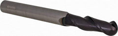 Accupro - 5/8" Diam, 2" LOC, 2 Flute Solid Carbide Ball End Mill - AlTiN Finish, Single End, 6" OAL, 5/8" Shank Diam, Spiral Flute - Eagle Tool & Supply