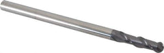 Accupro - 3/8" Diam, 1-1/2" LOC, 2 Flute Solid Carbide Ball End Mill - AlTiN Finish, Single End, 6" OAL, 3/8" Shank Diam, Spiral Flute - Eagle Tool & Supply