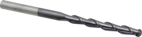 Accupro - 3/8" Diam, 3" LOC, 2 Flute Solid Carbide Ball End Mill - AlTiN Finish, Single End, 6" OAL, 3/8" Shank Diam, Spiral Flute - Eagle Tool & Supply