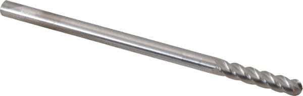 Accupro - 5/16" Diam, 1-1/2" LOC, 4 Flute Solid Carbide Ball End Mill - Uncoated, Single End, 6" OAL, 5/16" Shank Diam, Spiral Flute - Eagle Tool & Supply