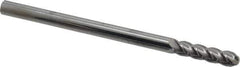 Accupro - 3/8" Diam, 1-1/2" LOC, 4 Flute Solid Carbide Ball End Mill - Uncoated, Single End, 6" OAL, 3/8" Shank Diam, Spiral Flute - Eagle Tool & Supply
