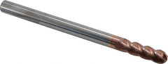Accupro - 7/16" Diam, 1-1/2" LOC, 4 Flute Solid Carbide Ball End Mill - TiCN Finish, Single End, 6" OAL, 7/16" Shank Diam, Spiral Flute - Eagle Tool & Supply