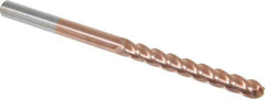 Accupro - 3/8" Diam, 3" LOC, 4 Flute Solid Carbide Ball End Mill - TiCN Finish, Single End, 6" OAL, 3/8" Shank Diam, Spiral Flute - Eagle Tool & Supply