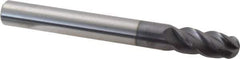 Accupro - 7/16" Diam, 1" LOC, 4 Flute Solid Carbide Ball End Mill - AlTiN Finish, Single End, 4" OAL, 7/16" Shank Diam, Spiral Flute - Eagle Tool & Supply