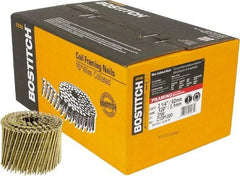 Stanley Bostitch - 11 Gauge 0.12" Shank Diam 3-1/4" Long Framing Nails for Power Nailers - Steel, Galvanized Finish, Screw Shank, Coil Wire Collation, Round Head, Diamond Point - Eagle Tool & Supply