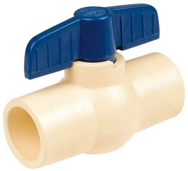 NIBCO - 1-1/4" Pipe, Standard Port, PVC Miniature Ball Valve - 1 Piece, Inline - One Way Flow, FNPT x FNPT Ends, Tee Handle, 150 WOG - Eagle Tool & Supply