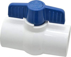 NIBCO - 1-1/2" Pipe, Standard Port, PVC Miniature Ball Valve - 1 Piece, Inline - One Way Flow, Solvent x Solvent Ends, Tee Handle, 150 WOG - Eagle Tool & Supply