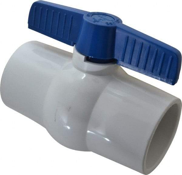 NIBCO - 3" Pipe, Standard Port, PVC Miniature Ball Valve - 1 Piece, Inline - One Way Flow, Solvent x Solvent Ends, Tee Handle, 150 WOG - Eagle Tool & Supply