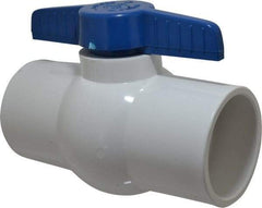 NIBCO - 4" Pipe, Standard Port, PVC Miniature Ball Valve - 1 Piece, Inline - One Way Flow, Solvent x Solvent Ends, Tee Handle, 150 WOG - Eagle Tool & Supply