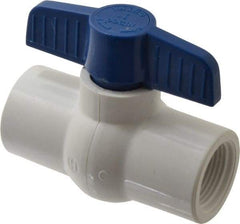 NIBCO - 1" Pipe, Standard Port, PVC Miniature Ball Valve - 1 Piece, Inline - One Way Flow, FNPT x FNPT Ends, Tee Handle, 150 WOG - Eagle Tool & Supply