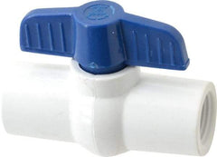 NIBCO - 1/2" Pipe, Standard Port, PVC Miniature Ball Valve - 1 Piece, Inline - One Way Flow, FNPT x FNPT Ends, Tee Handle, 150 WOG - Eagle Tool & Supply