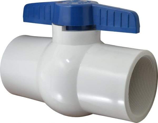 NIBCO - 4" Pipe, Standard Port, PVC Miniature Ball Valve - 1 Piece, Inline - One Way Flow, FNPT x FNPT Ends, Tee Handle, 150 WOG - Eagle Tool & Supply